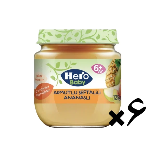 پوره میوه هرو بیبی طعم گلابی و هلو و آناناس پک 6 عددی _ 120 گرم