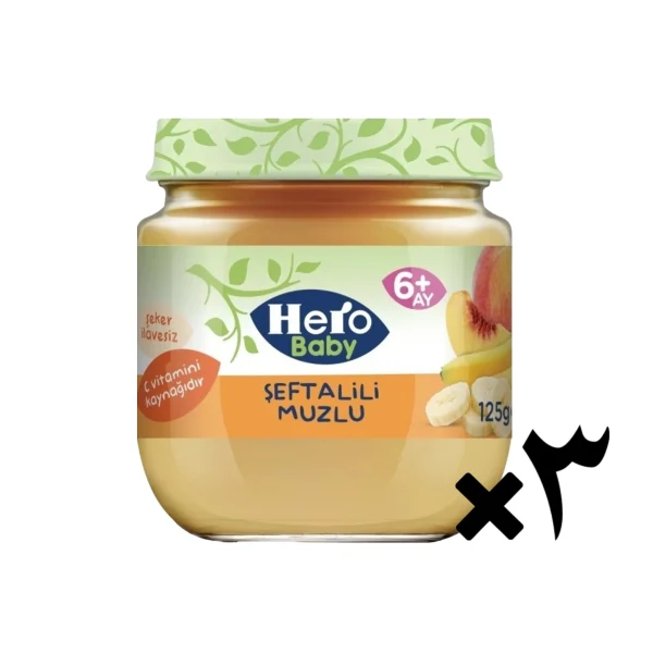 پوره میوه هرو بیبی طعم هلو و موز پک 3 عددی _ 120 گرم