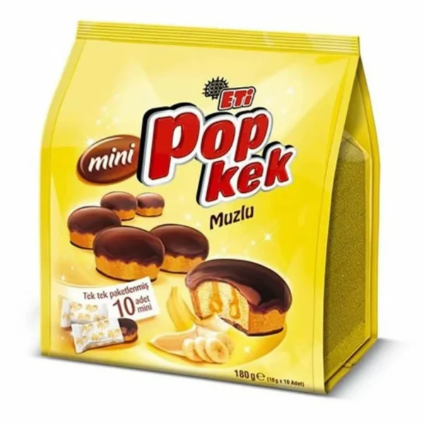 مینی پاپ کیک اتی بسته 10 عددی طعم کرم موز _ 180 گرم
