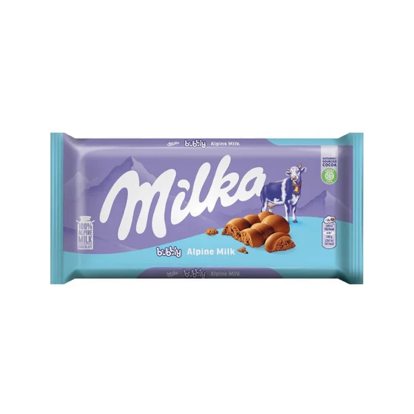 شکلات میلکا طعم کاکائویی مدل حبابی _ 100 گرم